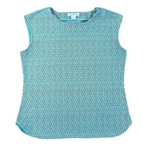 Liz Claiborne Womens Turquoise Black Geometric Knit Sleeveless Top Size L 135